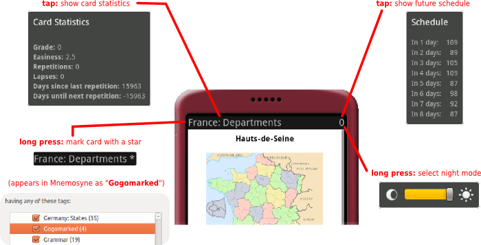 Extra features of the Mnemododo interface. Extra interface features.